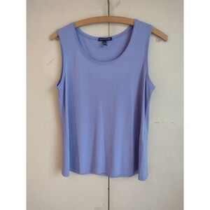 EILEEN FISHER $128 Purple Lavender 100% Silk Stretch Scoop Neck Tank Top Sz S